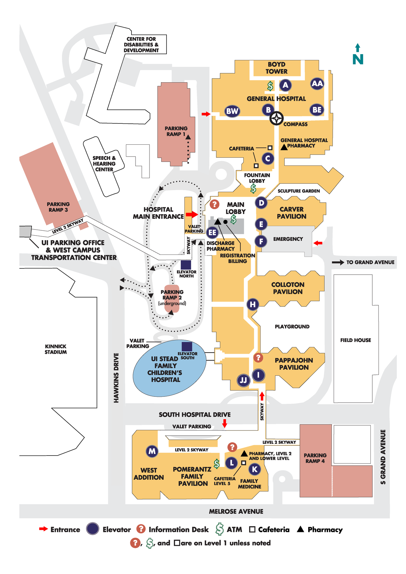 Visitor Parking Pass Booklet Parking And Transportation The   UIHC Elevator And Ramps Map 